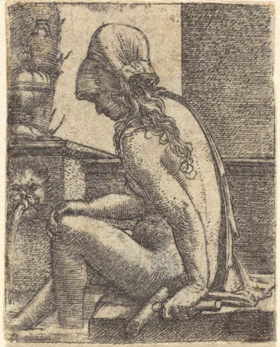 Bathing Woman by Albrecht Altdorfer, print, 1520-1530