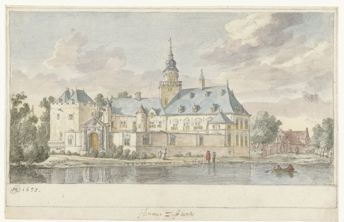 Gezicht op kasteel Nijenrode by Herman Saftleven, drawing, 1653