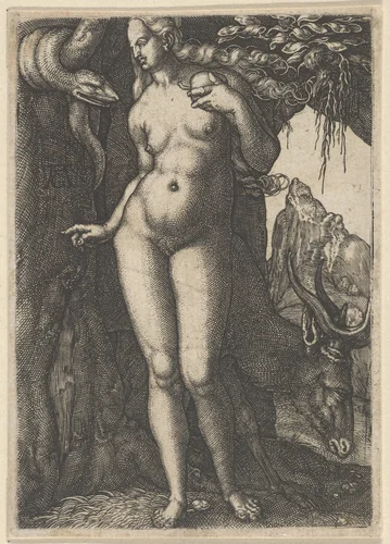 Eve with a Stag by Heinrich Aldegrever, print, 1520-1561