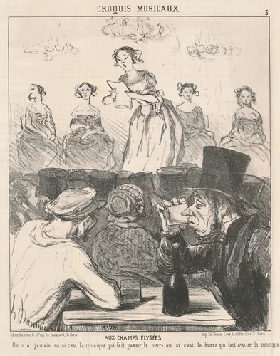 Aux Champs-Elysées by Honoré Daumier, print, 1852
