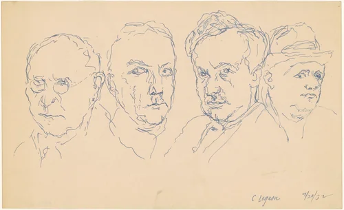 Four Men by Charles Logasa, drawing, 1932