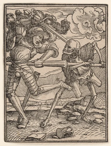 The Knight, from "The Dance of Death" by Hans Holbein the Younger, print, 1521-1538