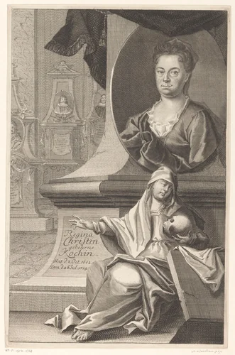 Portret van Regina Christ by Martin Bernigeroth, print, 1714-1733