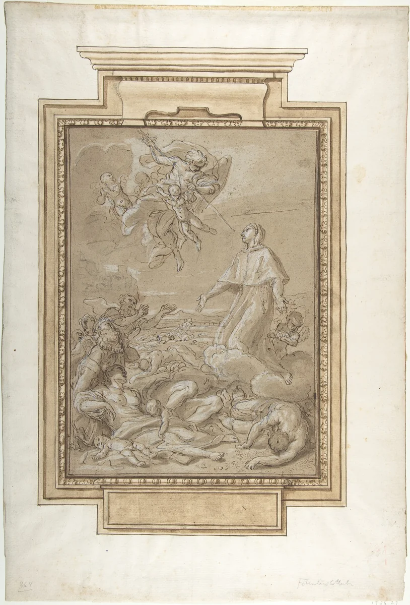 Saint Rosalia Interceding for Victims of the Plague in Palestrina by Carlo Maratti, drawing, 1625-1713