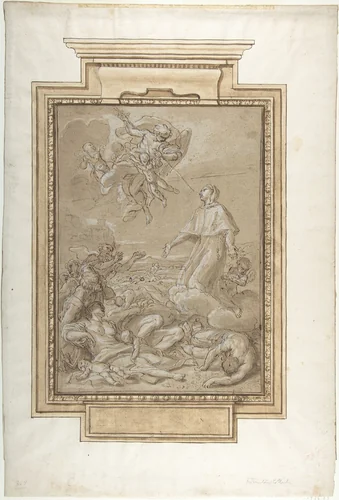 Saint Rosalia Interceding for Victims of the Plague in Palestrina by Carlo Maratti, drawing, 1625-1713