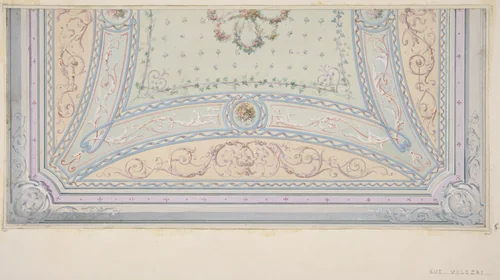 Ceiling design for a house on the rue Velezai by Jules-Edmond-Charles Lachaise, drawing, 1850-1900