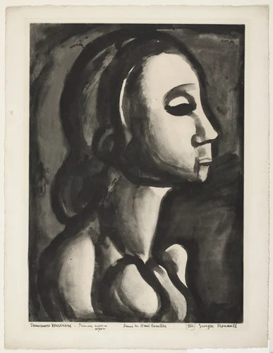 Trial proof for The Society Lady Fancies She Has a Rserved Seat in Heaven, plate XVI from Miserere by Georges Rouault, print, 1922