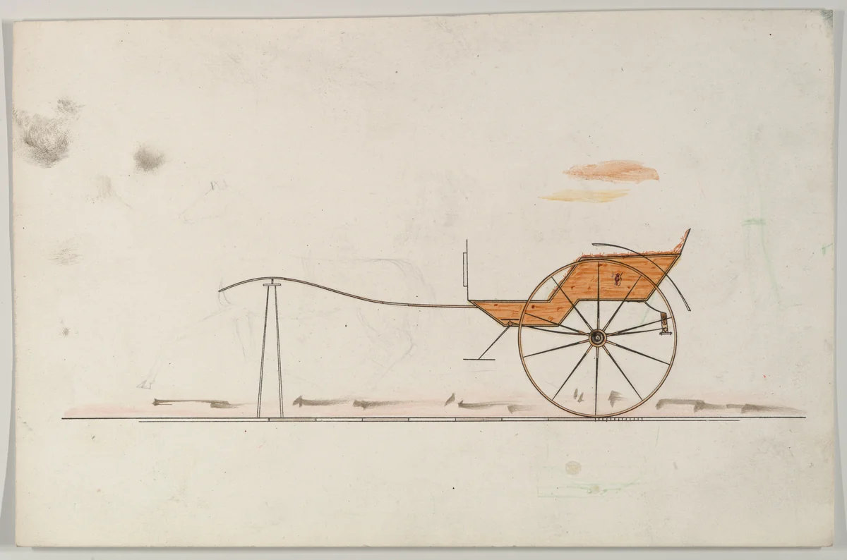Cart/Gig (unnumbered) by Brewster & Co., drawing, 1850-1874