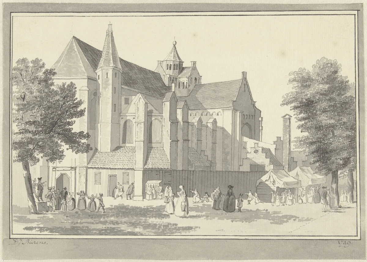 Mariakerk te Utrecht by D.J. Bierens, drawing, 1749