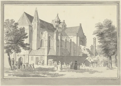Mariakerk te Utrecht by D.J. Bierens, drawing, 1749