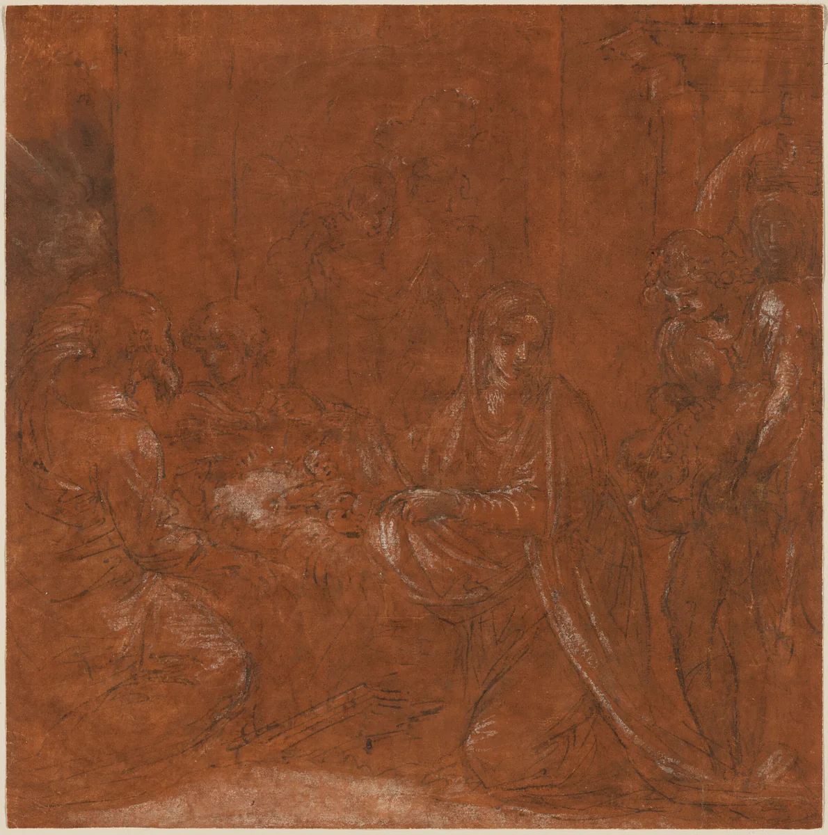 The Adoration of the Shepherds by Ludovico Carracci, drawing, 1611-1612
