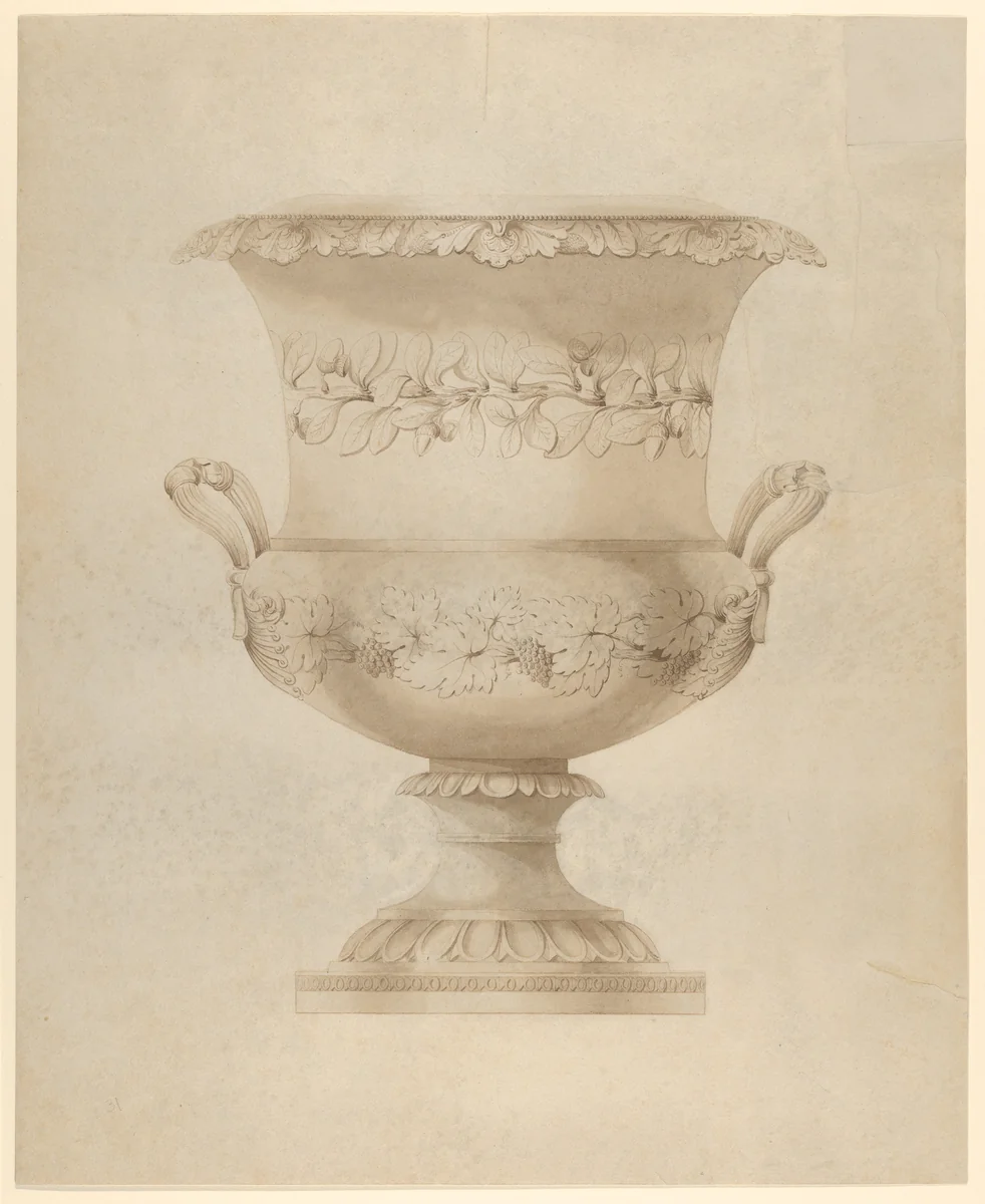 Design for a wine cooler by Thomas Fletcher, drawing, 1820-1840