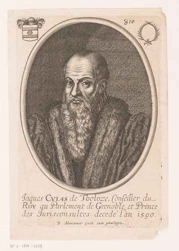 Portret van Jacques Cujas by anonymous, print, 1610-1668