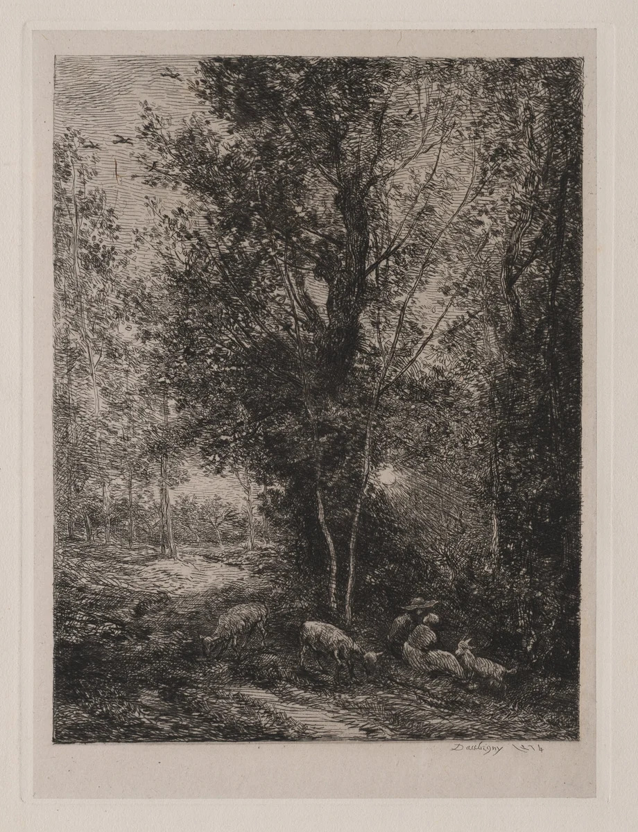 The Shepherd and Shepherdess by Charles-François Daubigny, print, 1874