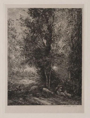 The Shepherd and Shepherdess by Charles-François Daubigny, print, 1874