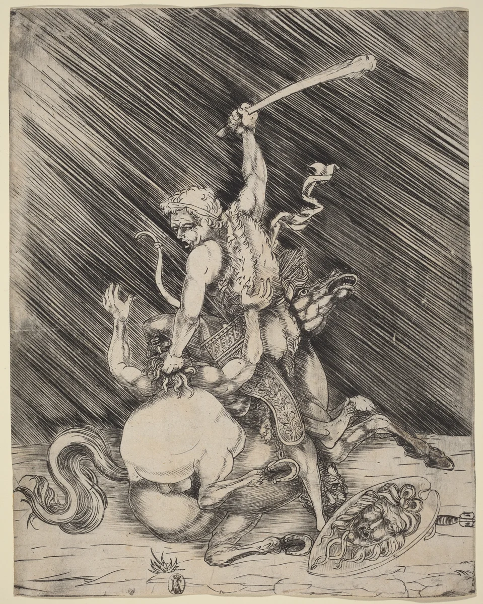 Hercules and Cacus by Master of 1515, print, 1515-1520