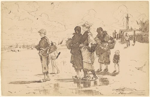 En route pour la pêche (Setting Out to Fish) by John Singer Sargent, drawing, 1878
