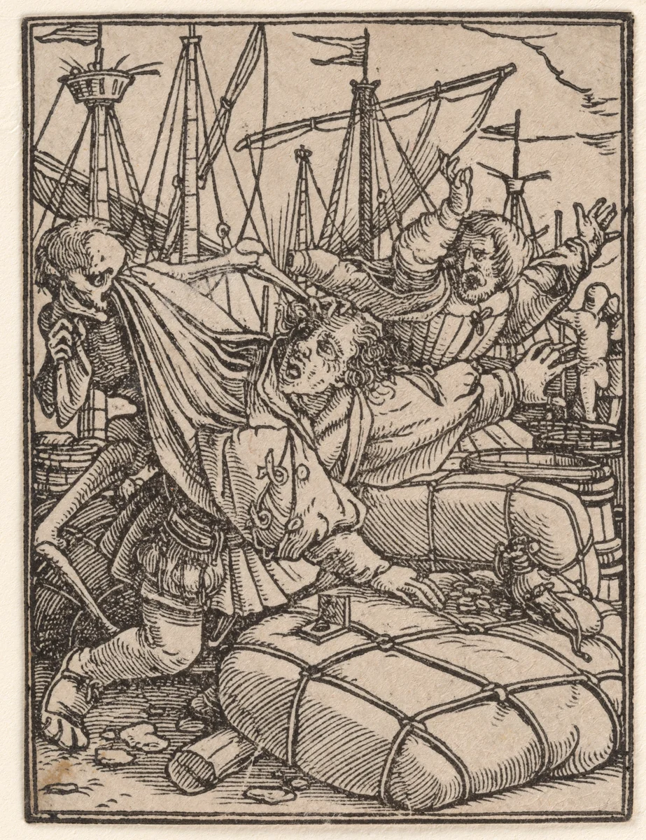 The Merchant, from "The Dance of Death" by Hans Holbein the Younger, print, 1521-1538