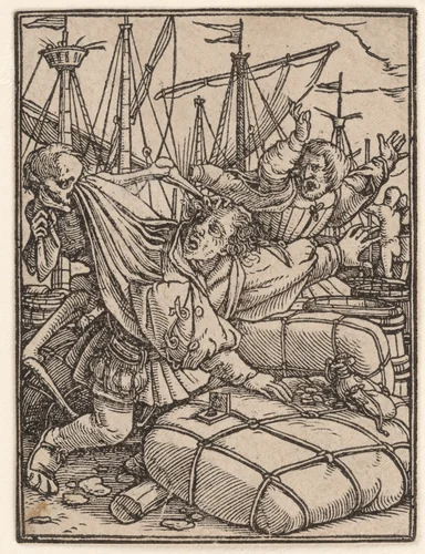 The Merchant, from "The Dance of Death" by Hans Holbein the Younger, print, 1521-1538