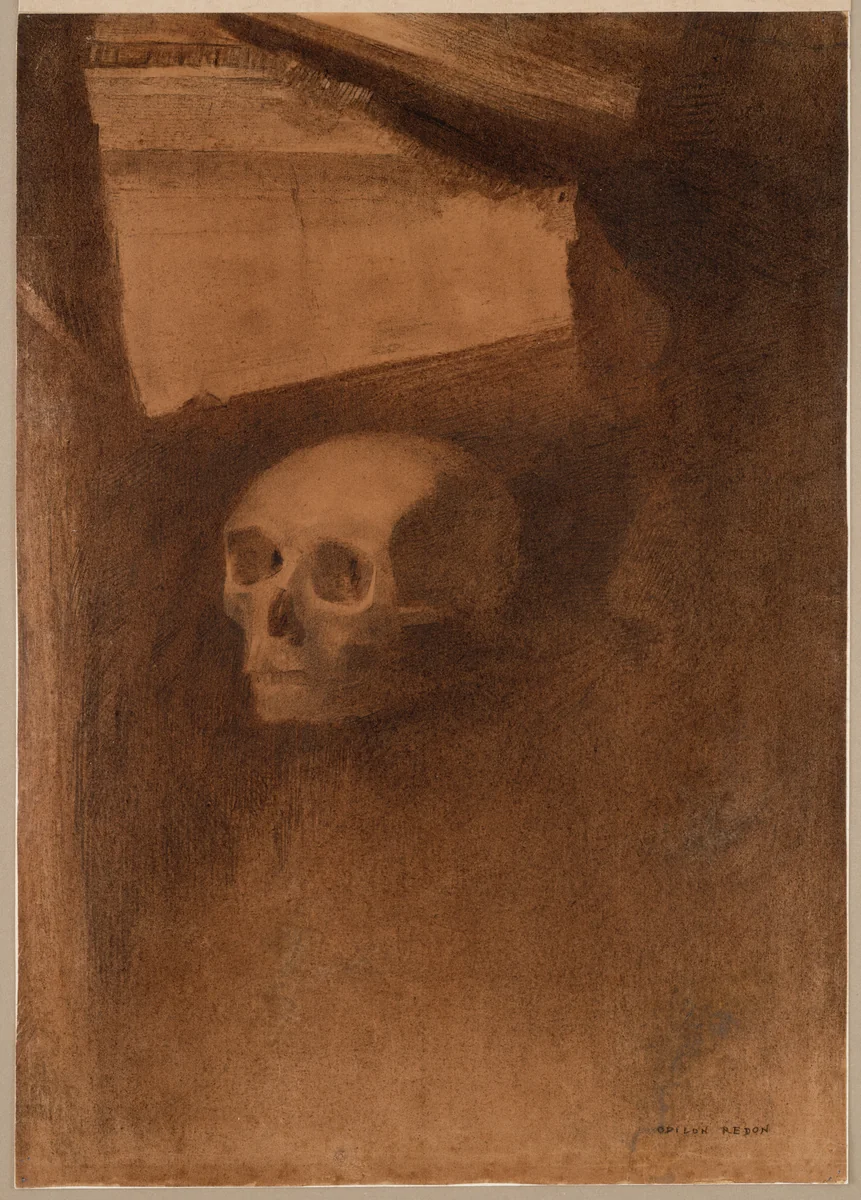 Through the Crack a Death's-Head Was Projected by Odilon Redon, drawing, 1886