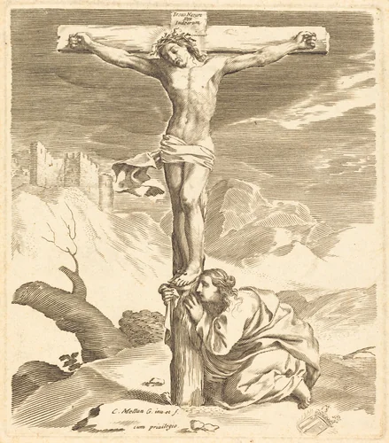 Christ on the Cross by Claude Mellan, print, 1598-1688