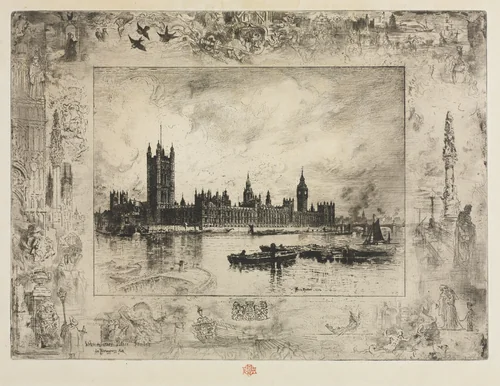 Westminster Place by Félix Hilaire Buhot, print, 1884