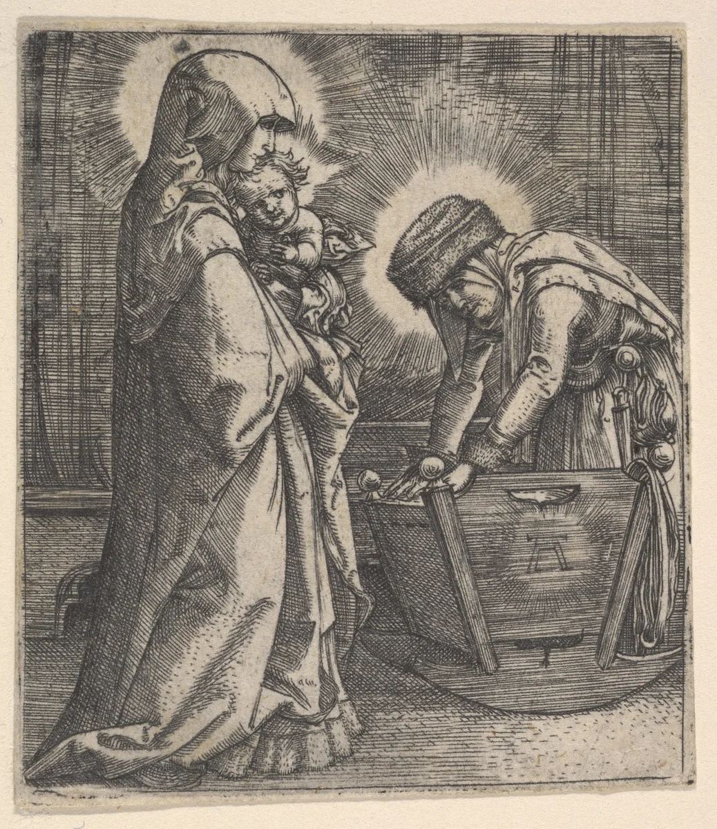The Virgin and Child with Saint Anne at the Cradle by Albrecht Altdorfer, print, 1500-1538