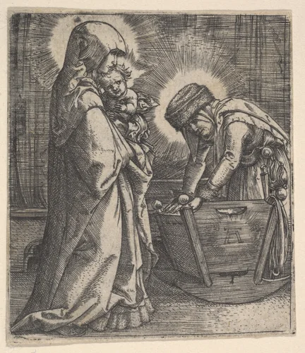 The Virgin and Child with Saint Anne at the Cradle by Albrecht Altdorfer, print, 1500-1538