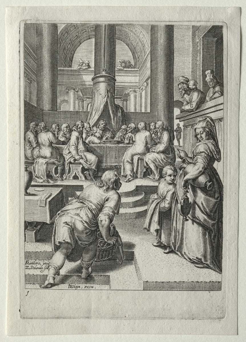 Life of Christ: The Last Supper by Zacharias Dolendo, print, 1596-1598