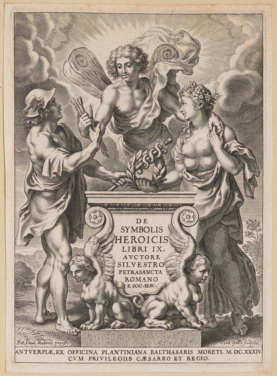 Title Page for Silvester Pietrasanta, De Symbolis Heroicis by Cornelis Galle
Peter Paul Rubens, print, 1634