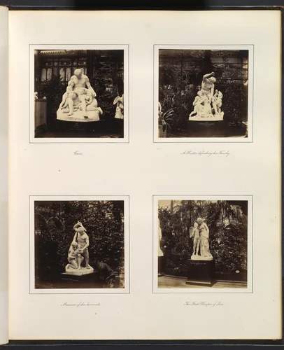 [Sculptures of Cain, a Hunter Defending his Family, the Massacre of the Innocents, and Allegorical Figures of the First Whisper of Love] by Philip Henry Delamotte, photograph, 1857-1861