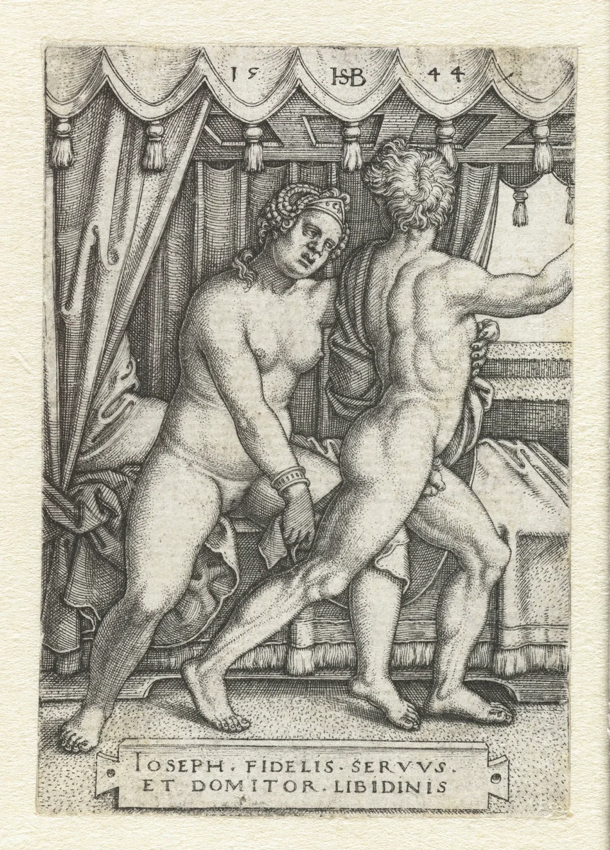Jozef en de vrouw van Potifar by Unknown, print, 1544
