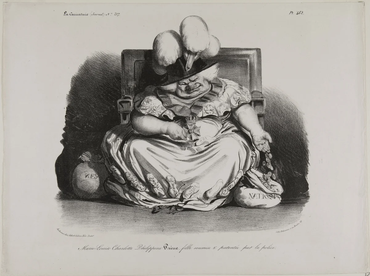 Marie Louise Charlotte Philippine Pairie, prostitute, licensed by the police by Honoré-Victorin Daumier, print, 1835