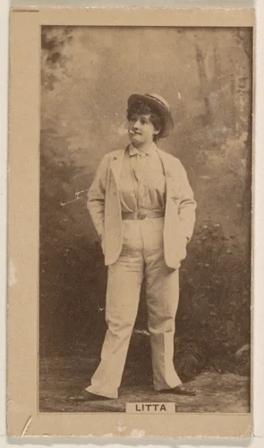 Litta, from the Actresses series (N245) issued by Kinney Brothers to promote Sweet Caporal Cigarettes by Kinney Brothers Tobacco Company, photograph, 1890
