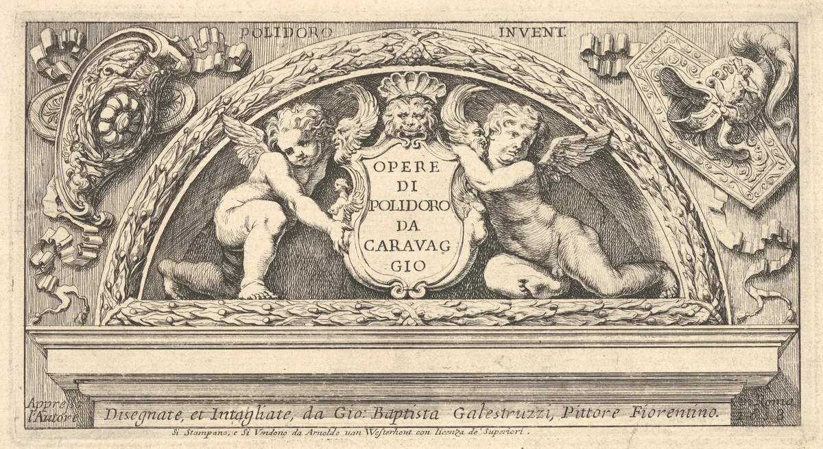 Titeplate to series of prints after Poloidoro by Giovanni Battista Galestruzzi, print, 1658