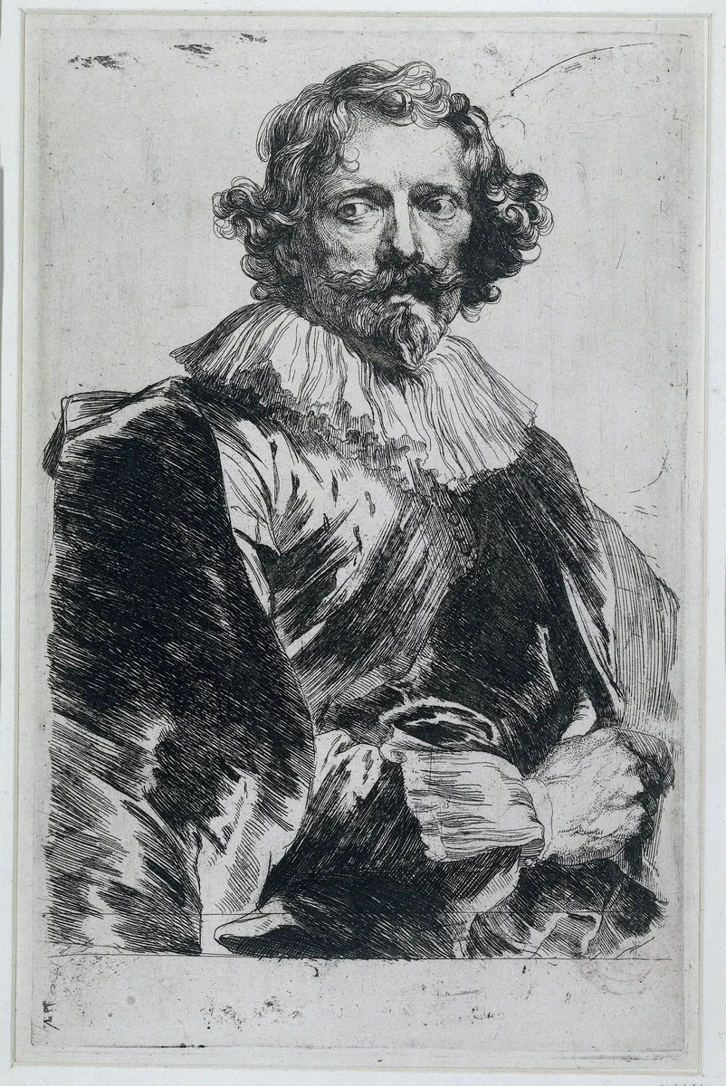 Portret van Lucas Vorsterman I by Anthony van Dyck, print, 1630-1632