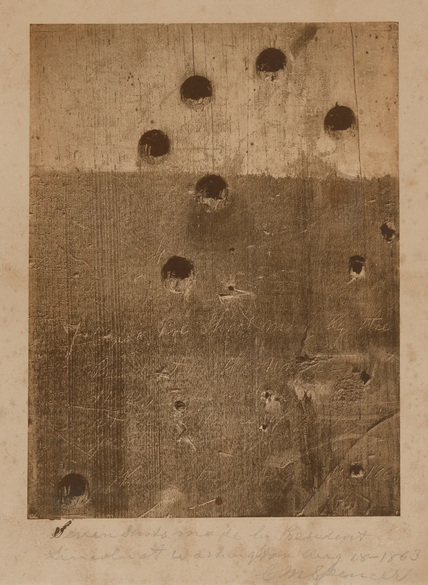 Seven Shots made by President Lincoln with Spencer rifle by American 19th Century, photograph, 1863