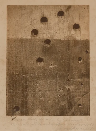 Seven Shots made by President Lincoln with Spencer rifle by American 19th Century, photograph, 1863