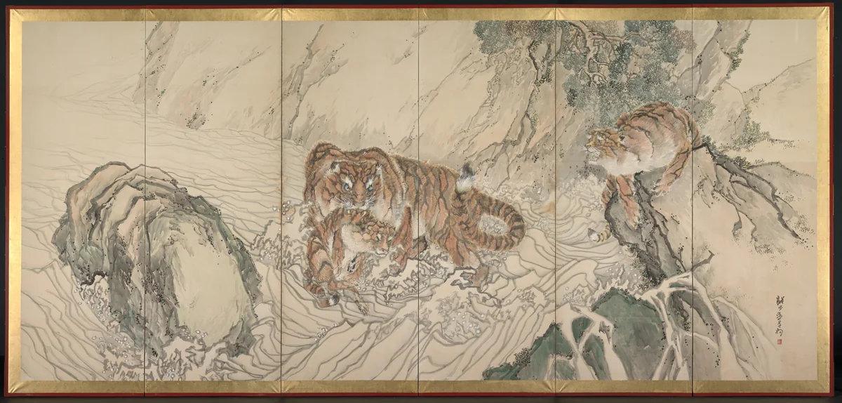 Tiger Family by Kishi Ganku, painting, 1800-1838