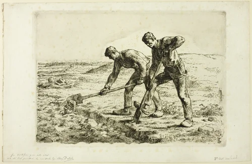 Two Men Digging by Jean-François Millet, print, 1855-1856