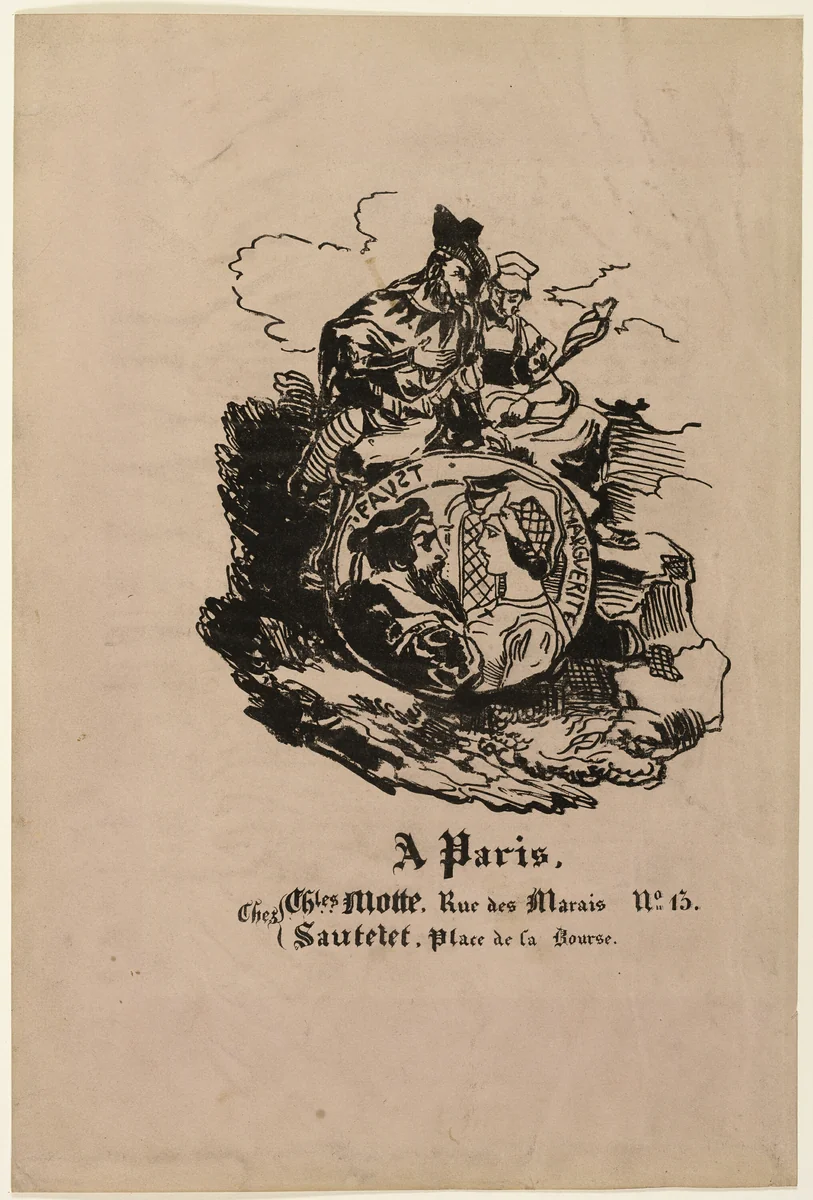 Portrait Medallion of Faust and Marguerite, publisher's sheet from Faust by Achille Devéria
Eugène Delacroix, print, 1828
