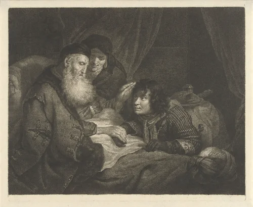 Isaak zegent Jakob by Johannes Pieter de Frey, print, 1798