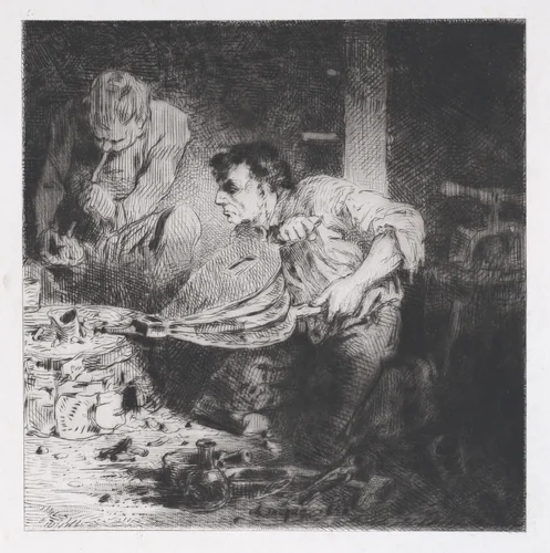 The Counterfeiters by Charles Jacque, print, 1843