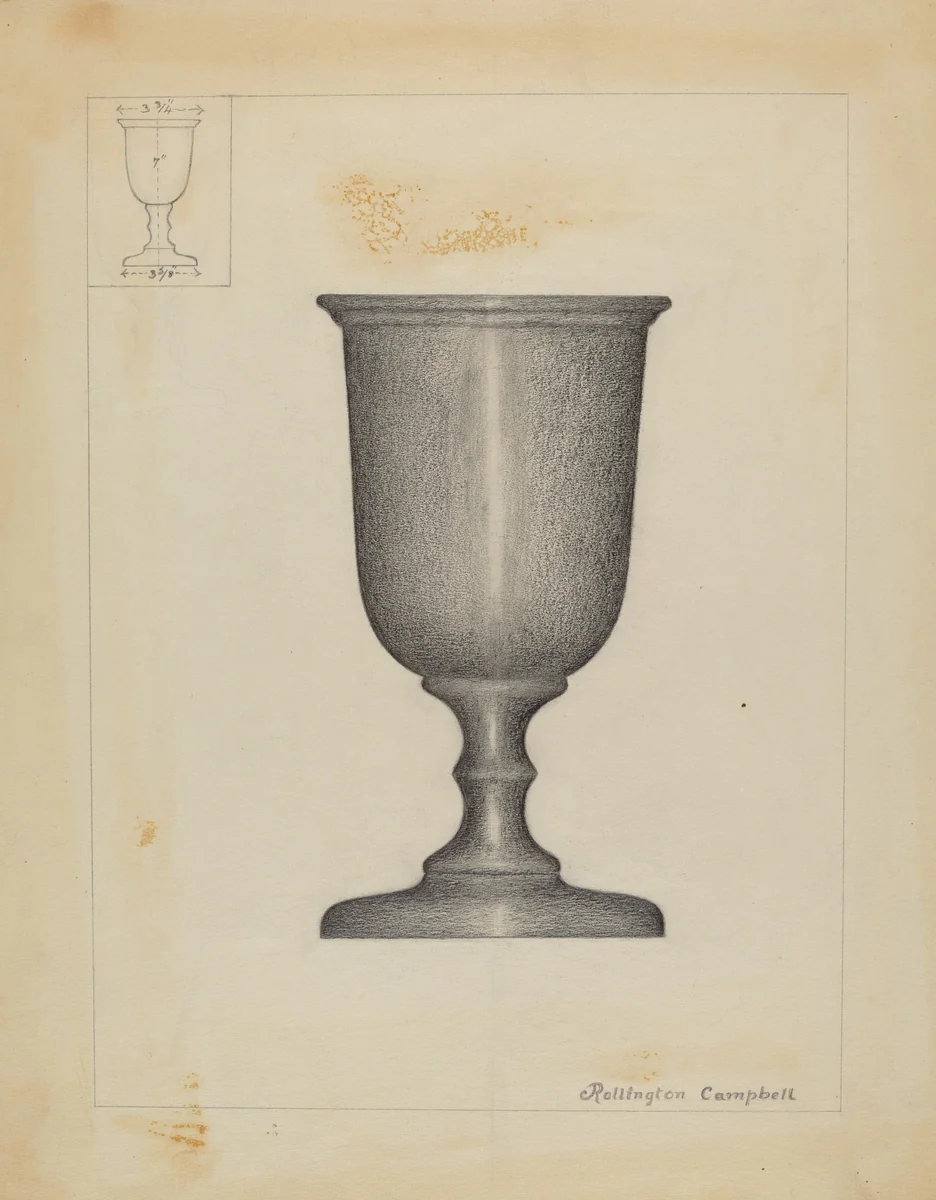 Pewter Cup by Rollington Campbell, index of american design, 1935-1942