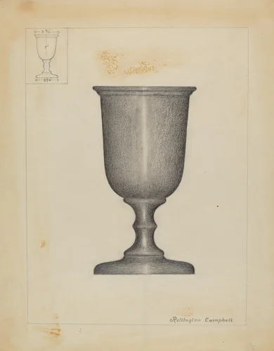 Pewter Cup by Rollington Campbell, index of american design, 1935-1942