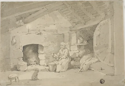 Woman in a Rustic Interior by William Alexander, drawing, 1787-1816