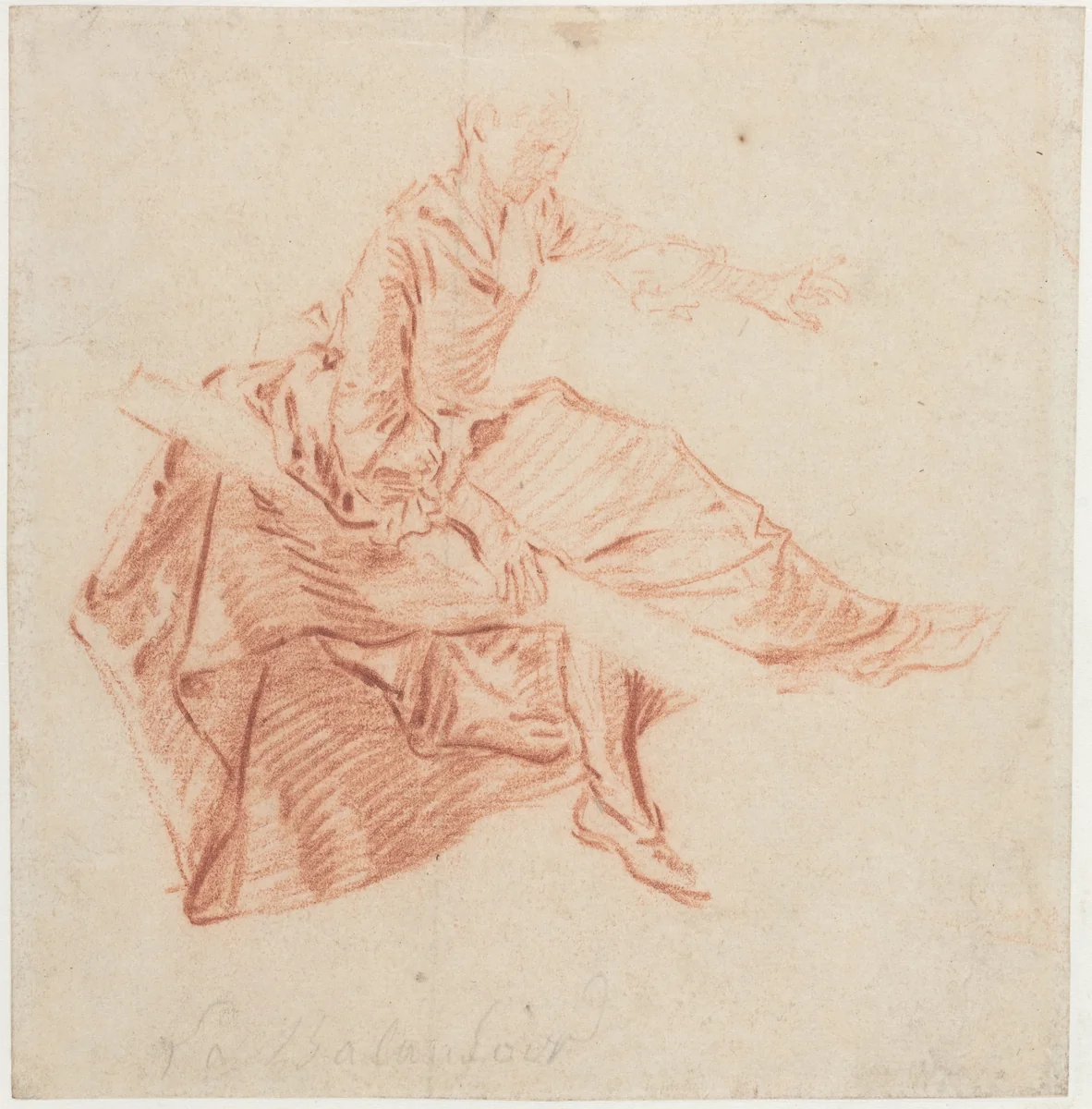 Lady Seated on a See-Saw by Nicolas Lancret, drawing, 1690-1743