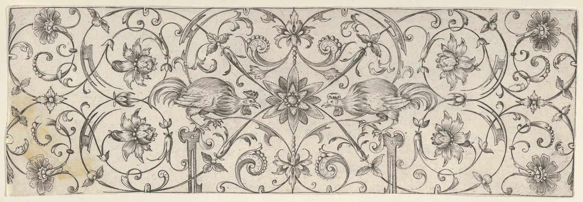 Plate 4, from "Friezes with Birds, Flowers and Meandering Wreaths and Scrolls" by Theodor Bang, print, 1600-1617