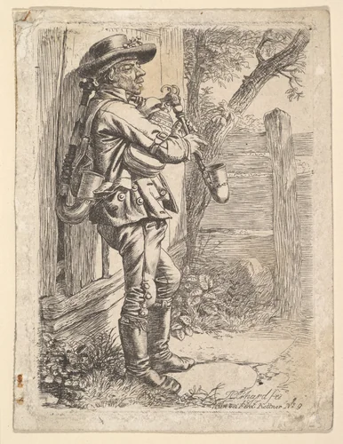 The Bagpiper by Johann Christoph Erhard, print, 1817