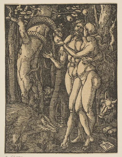 Adam and Eve, from "The Small Passion" (copy) by Albrecht Dürer, print, 1485-1600